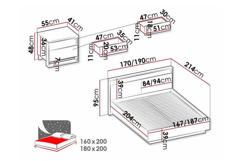 Rathmore Sengeramme 160x200 cm - Sort - Sengeramme & sengestel