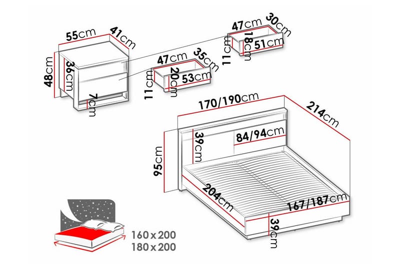 Rathmore Sengeramme 180x200 cm - Sort - Sengeramme & sengestel