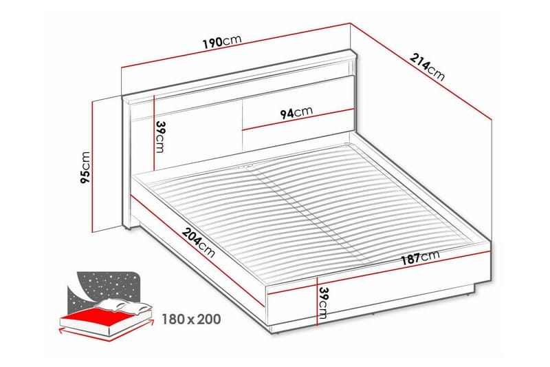 Rathmore Sengeramme 180x200 cm - Sort - Møbler - Senge - Sengeramme & sengestel