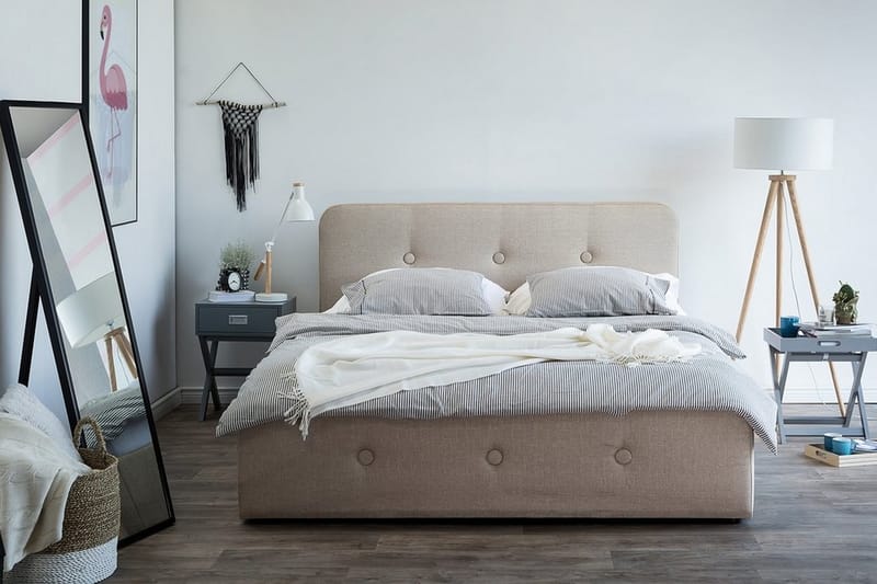 Rennes Dobbelt seng 180 | 200 cm - Beige - Møbler - Senge - Sengeramme & sengestel