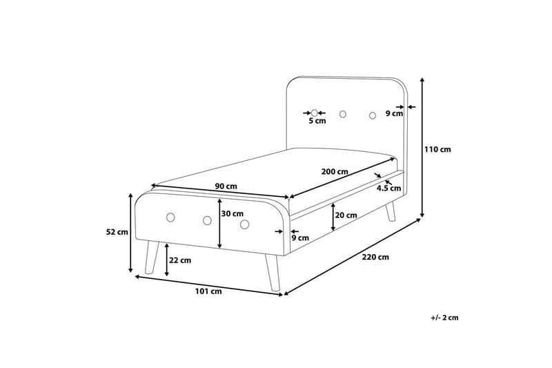 Rennes Dobbelt seng 90 | 200 cm - Grå - Møbler - Senge - Sengeramme & sengestel
