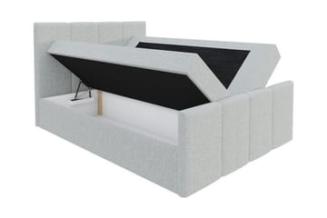Ripon Sengepakke 120x200 cm i Stof med Sengegavl + Topmadras med Fasthedsgrad Medium - Beige - Møbler - Senge - Sengeramme & sengestel