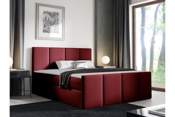 Ripon Sengepakke med Opbevaring 120x200 cm i Stof med Sengegavl + Topmadras - Rød - Møbler - Senge - Sengeramme & sengestel