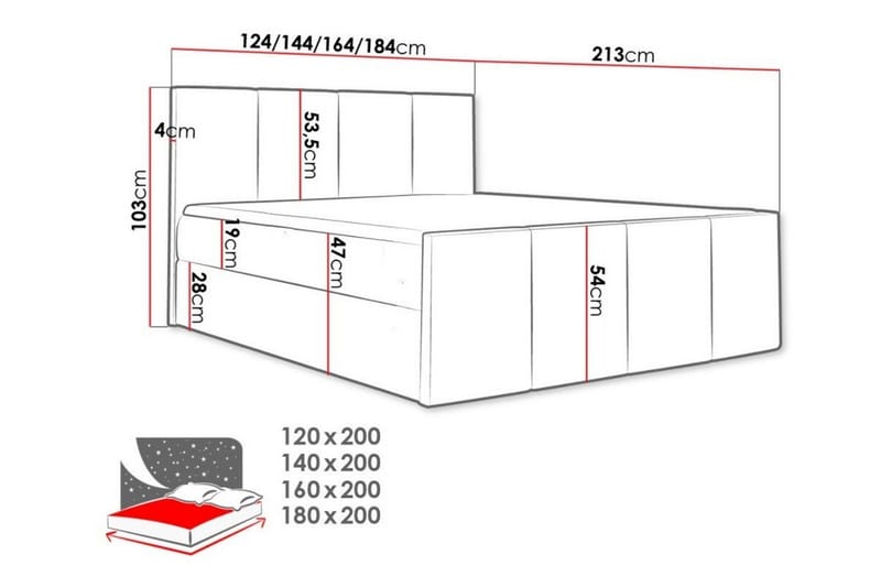 Ripon Sengeramme 160x200 cm - Lyserød - Sengeramme & sengestel