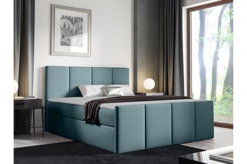 Ripon Sengeramme med Opbevaring 140x200 cm i Stof med Fasthedsgrad Medium - Dueblå - Møbler - Senge - Sengeramme & sengestel