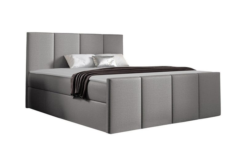 Ripon Sengeramme med Opbevaring 140x200 cm i Stof med Fasthedsgrad Medium, Grå