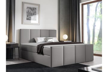 Ripon Sengeramme med Opbevaring 140x200 cm i Stof med Fasthedsgrad Medium - Grå - Møbler - Senge - Sengeramme & sengestel
