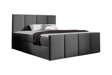 Ripon Sengeramme med Opbevaring 140x200 cm i Stof med Fasthedsgrad Medium - Grå - Møbler - Senge - Sengeramme & sengestel