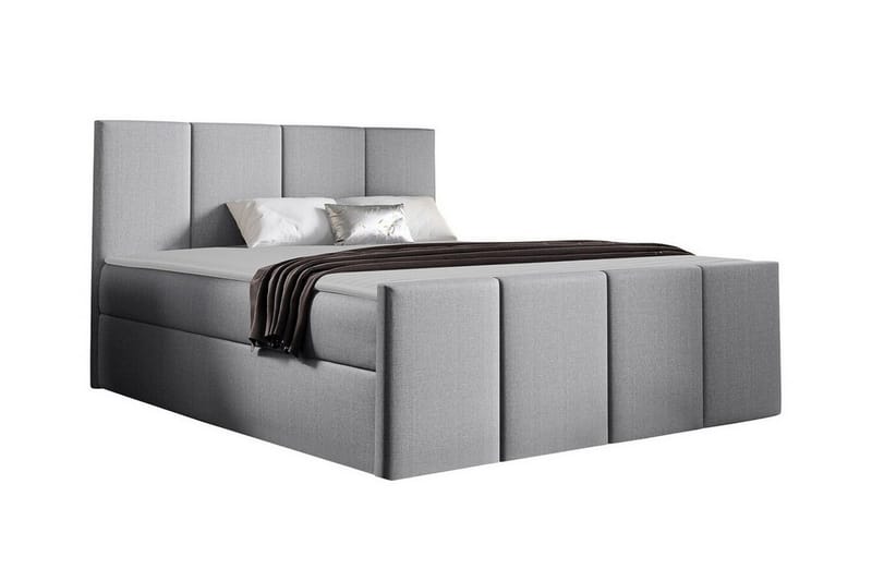 Ripon Sengeramme med Opbevaring 140x200 cm i Stof med Fasthedsgrad Medium, Grå
