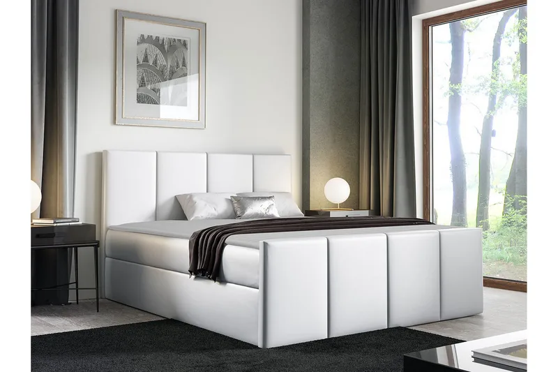 Ripon Sengeramme med Opbevaring 180x200 cm i Kunstlæder - Hvid - Møbler - Senge - Sengeramme & sengestel
