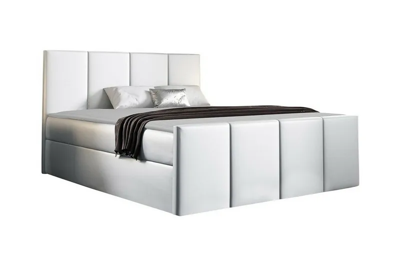 Ripon Sengeramme med Opbevaring 180x200 cm i Kunstlæder, Hvid