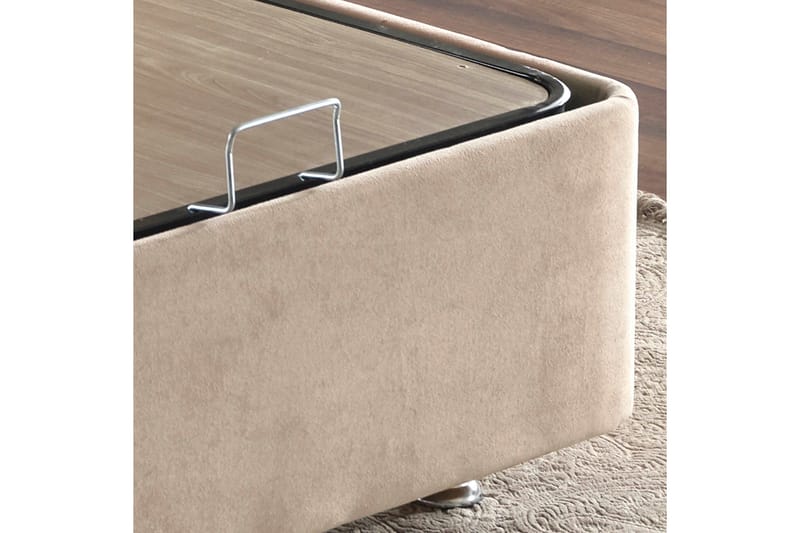 Ryntham Sengeramme Dobbelt med Sengegavl 180x200 cm - Lysebrun - Møbler - Senge - Sengeramme & sengestel
