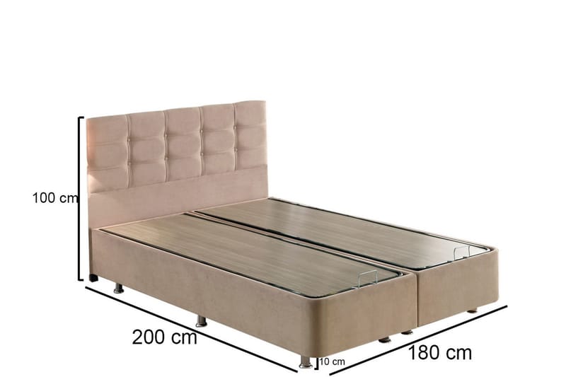 Ryntham Sengeramme Dobbelt med Sengegavl 180x200 cm - Lysebrun - Møbler - Senge - Sengeramme & sengestel