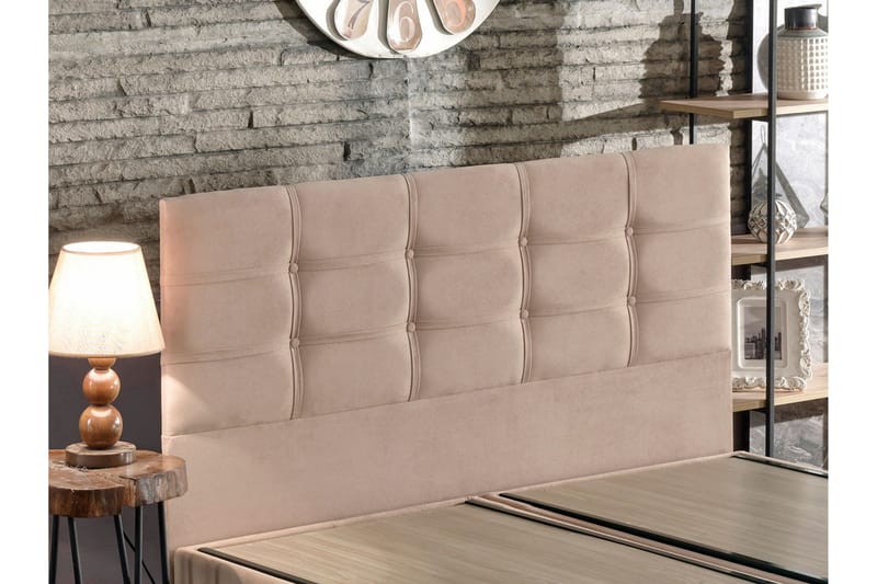 Ryntham Sengeramme Dobbelt med Sengegavl 180x200 cm - Lysebrun - Møbler - Senge - Sengeramme & sengestel