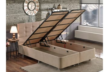 Ryntham Sengeramme Dobbelt med Sengegavl 180x200 cm - Lysebrun - Møbler - Senge - Sengeramme & sengestel