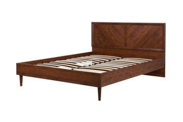 Saraly Sengeramme med Sengegavl 180x200 cm i Træ med Valnøddeudseende - Brun - Møbler - Senge - Sengeramme & sengestel
