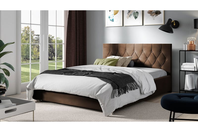 Seng 127x222 cm - Brun - Møbler - Senge - Sengeramme & sengestel