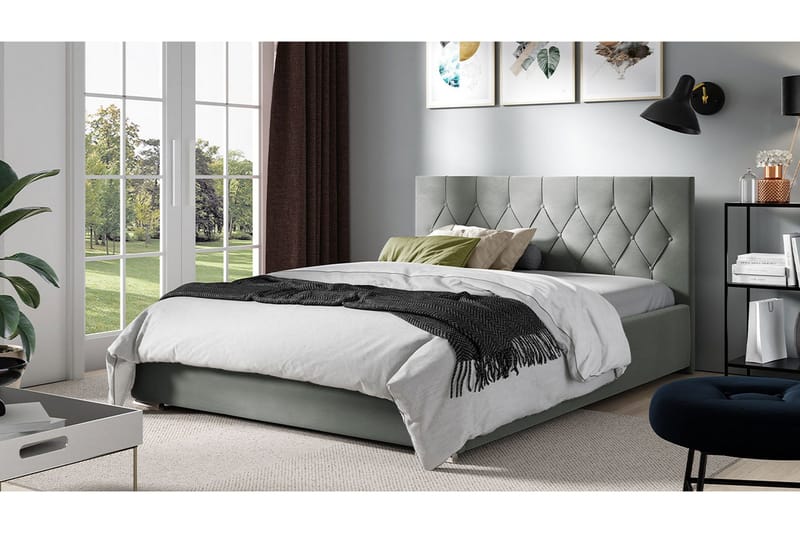 Seng 207x222 cm - Grå - Møbler - Senge - Sengeramme & sengestel