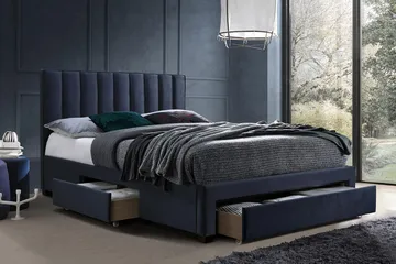 Seng GRACE 3-skuffer uden madras 160x200cm blå - Møbler - Senge - Sengeramme & sengestel