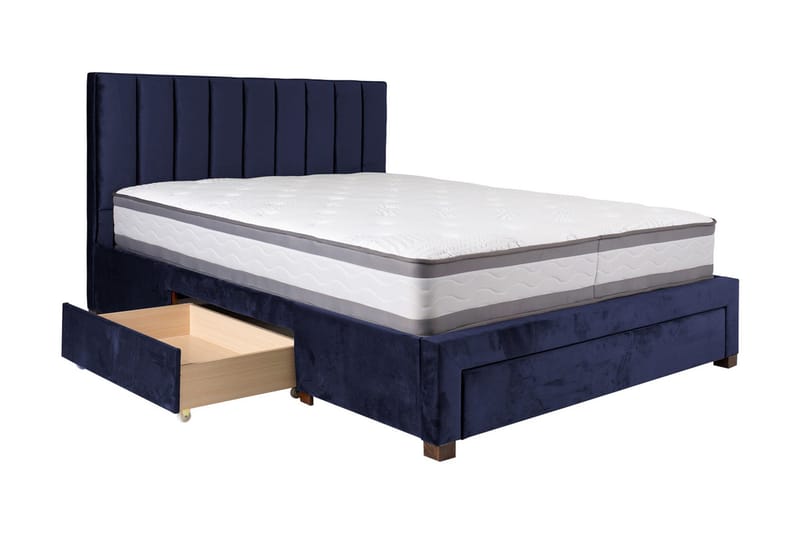 Seng GRACE 3-skuffer uden madras 160x200cm blå - Møbler - Senge - Sengeramme & sengestel
