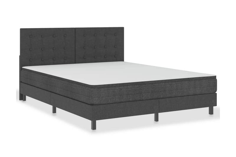 Seng Med Boxmadras 160x200 cm Stof Mørkegrå - Møbler - Senge - Sengeramme & sengestel