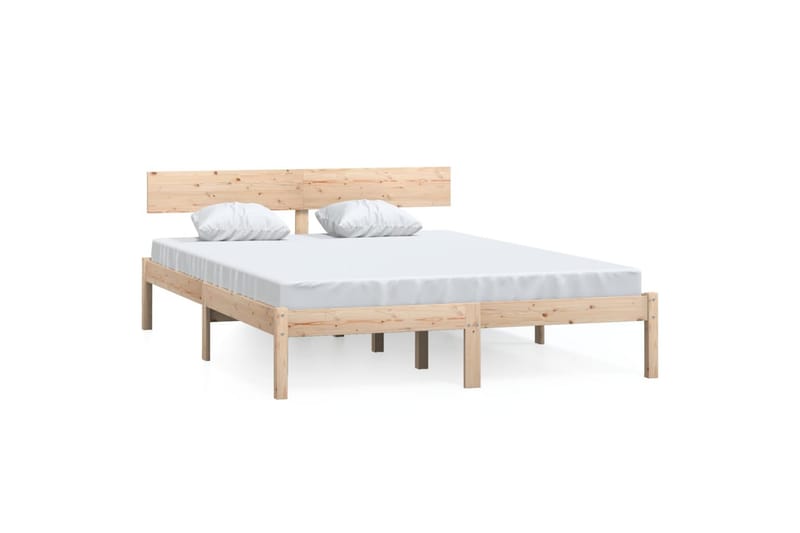 sengeramme 135x190 cm UK Double massivt fyrretræ - Brun - Sengeramme & sengestel