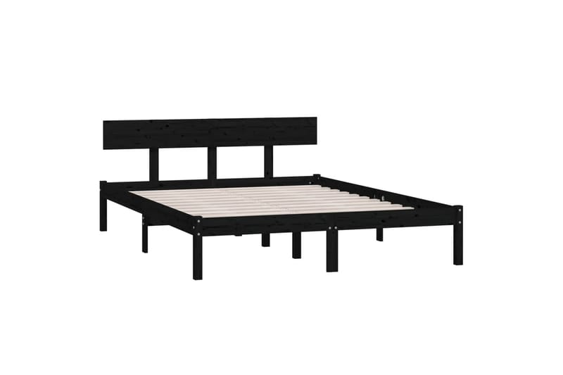 sengeramme 135x190 cm UK Double massivt fyrretræ sort - Sort - Sengeramme & sengestel