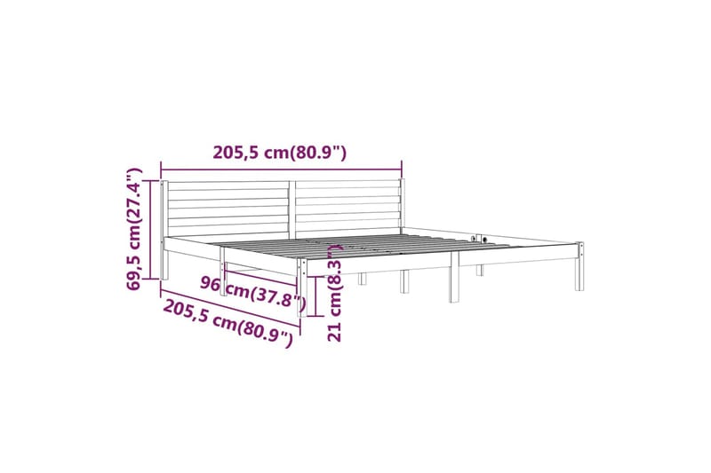 sengeramme 200x200 cm massivt fyrretræ - Brun - Sengeramme & sengestel