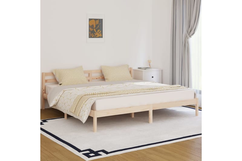 sengeramme 200x200 cm massivt fyrretræ - Brun - Møbler - Senge - Sengeramme & sengestel