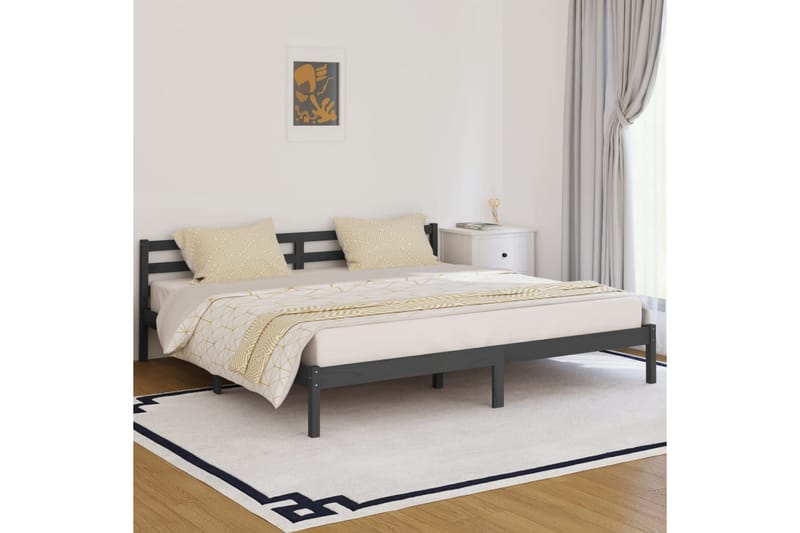 sengeramme 200x200 cm massivt fyrretræ grå - Grå - Møbler - Senge - Sengeramme & sengestel