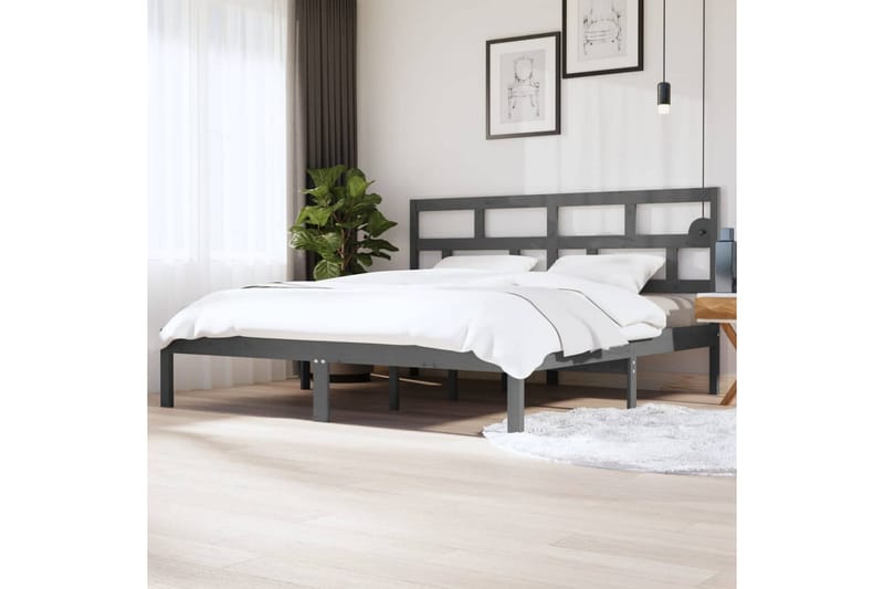sengeramme 200x200 cm massivt fyrretræ grå - Grå - Møbler - Senge - Sengeramme & sengestel