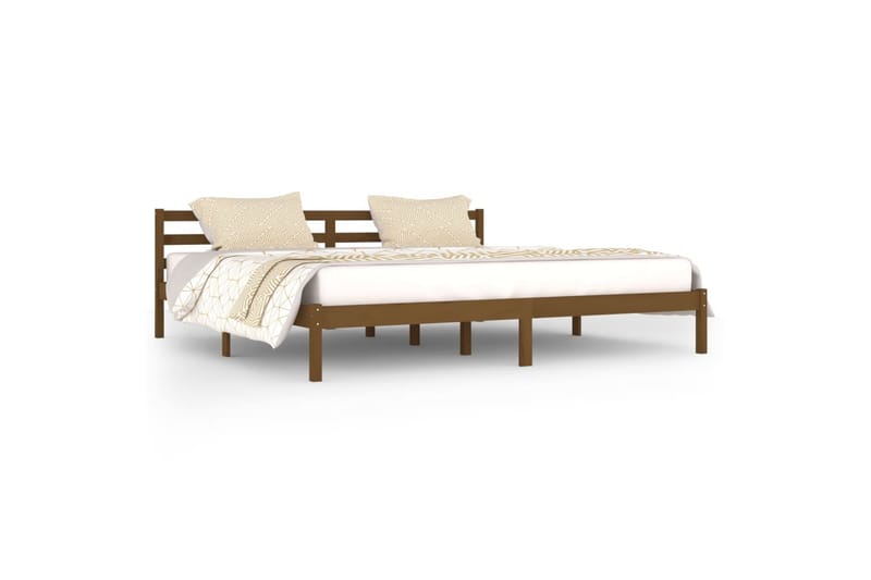 sengeramme 200x200 cm massivt fyrretræ gyldenbrun - Brun - Møbler - Senge - Sengeramme & sengestel