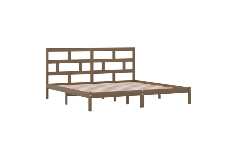 sengeramme 200x200 cm massivt fyrretræ gyldenbrun - Brun - Møbler - Senge - Sengeramme & sengestel