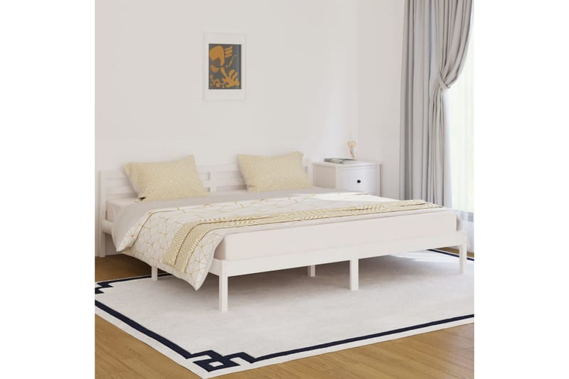 sengeramme 200x200 cm massivt fyrretræ hvid - Hvid - Møbler - Senge - Sengeramme & sengestel