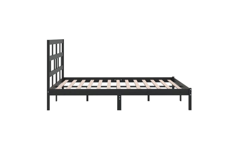 sengeramme 200x200 cm massivt fyrretræ sort - Sort - Sengeramme & sengestel