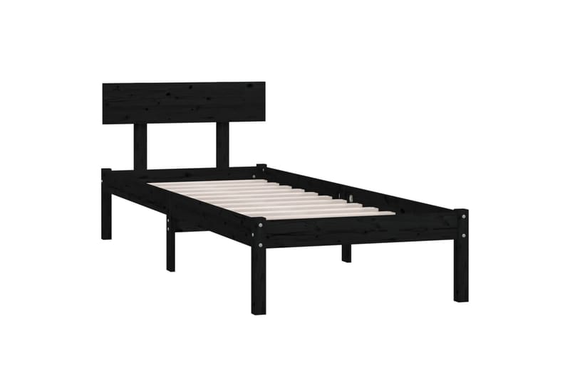 sengeramme 90x200 cm massivt fyrretræ sort - Sort - Møbler - Senge - Sengeramme & sengestel