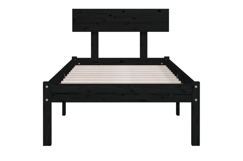 sengeramme 90x200 cm massivt fyrretræ sort - Sort - Møbler - Senge - Sengeramme & sengestel