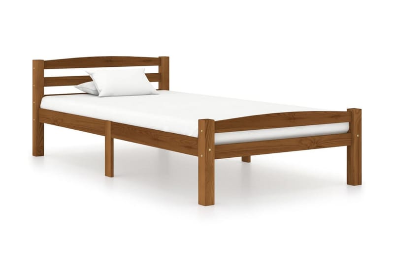 sengestel 100x200 cm massivt fyrretræ gyldenbrun - Brun - Møbler - Senge - Sengeramme & sengestel