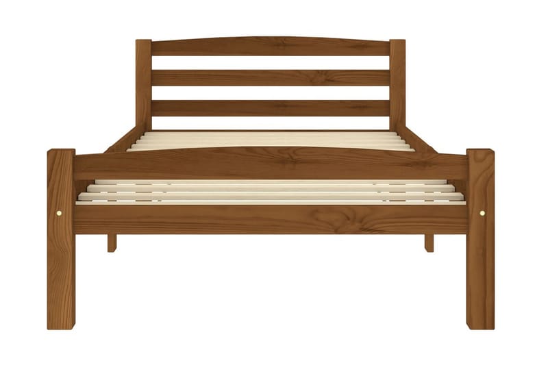 sengestel 100x200 cm massivt fyrretræ gyldenbrun - Brun - Sengeramme & sengestel