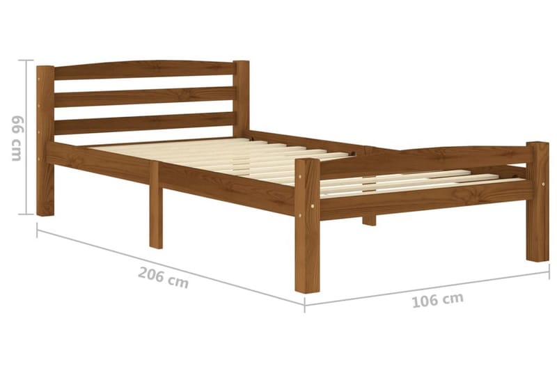 sengestel 100x200 cm massivt fyrretræ gyldenbrun - Brun - Møbler - Senge - Sengeramme & sengestel