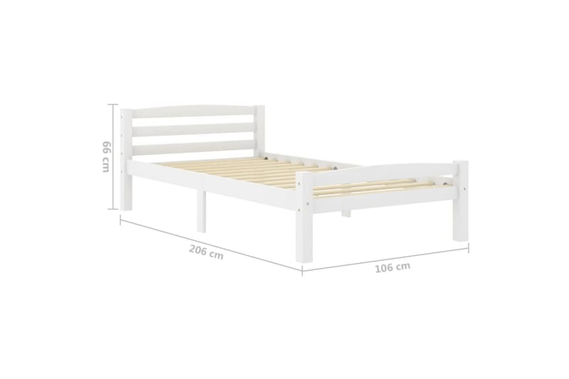 sengestel 100x200 cm massivt fyrretræ hvid - Hvid - Møbler - Senge - Sengeramme & sengestel