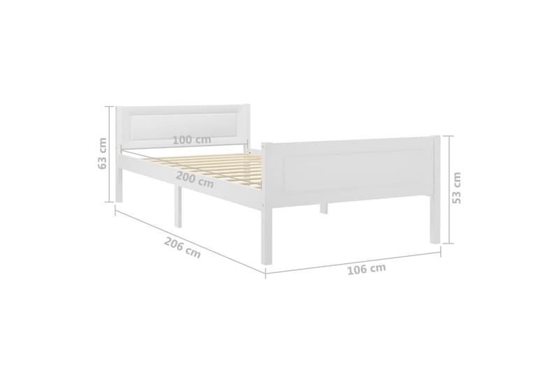 sengestel 100x200 cm massivt fyrretræ hvid - Hvid - Møbler - Senge - Sengeramme & sengestel