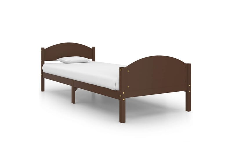 sengestel 100x200 cm massivt fyrretræ mørkebrun - Brun - Sengeramme & sengestel