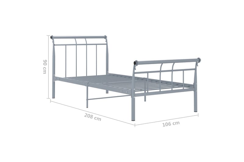 sengestel 100x200 cm metal grå - Grå - Møbler - Senge - Sengeramme & sengestel