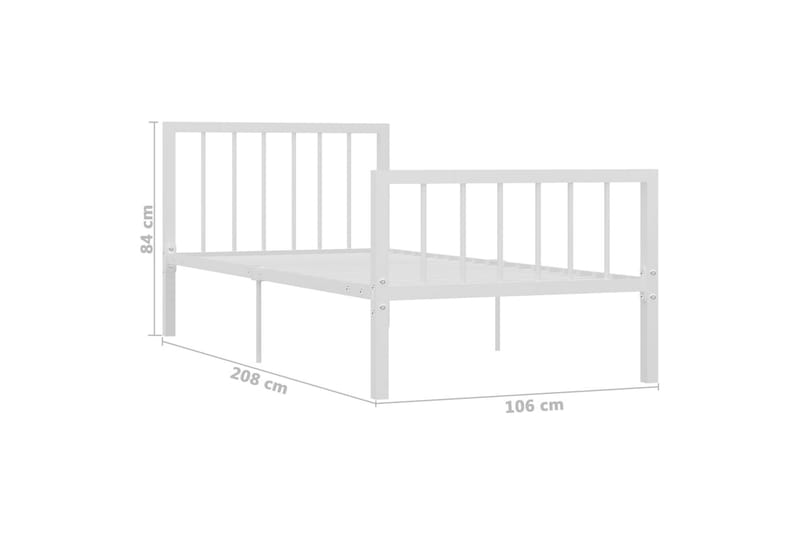 Sengestel 100x200 cm Metal Hvid - Hvid - Møbler - Senge - Sengeramme & sengestel
