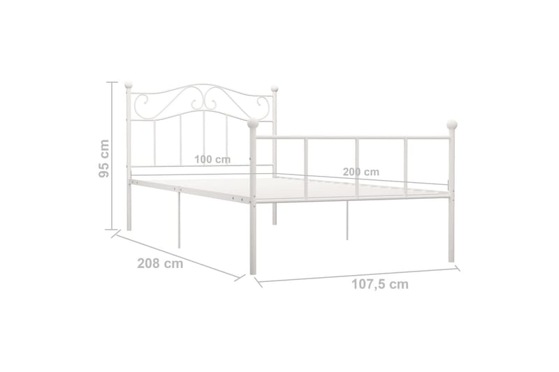 Sengestel 100x200 cm Metal Hvid - Hvid - Sengeramme & sengestel