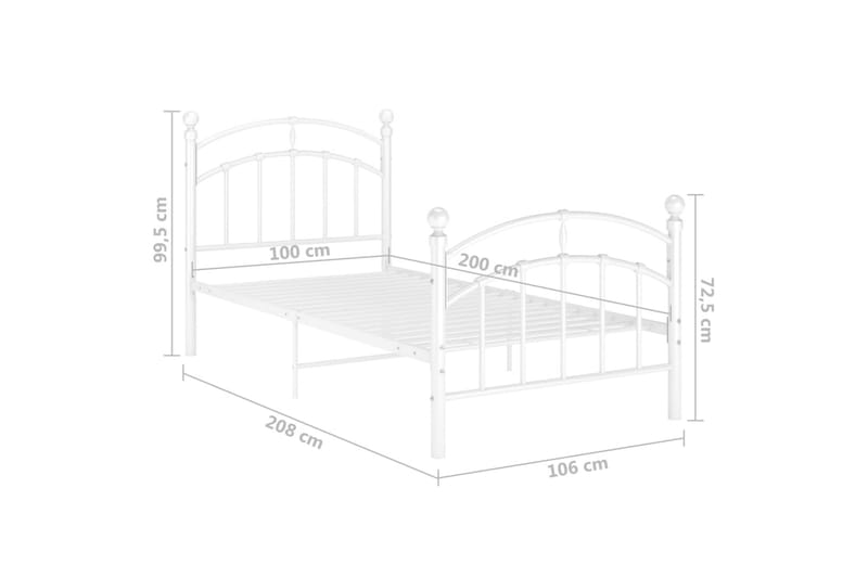 sengestel 100x200 cm metal hvid - Hvid - Møbler - Senge - Sengeramme & sengestel