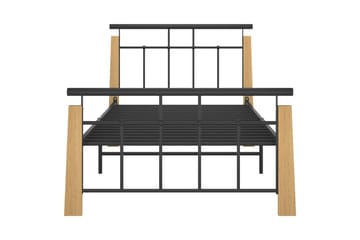sengestel 100x200 cm metal og massivt egetræ - Sort - Møbler - Senge - Sengeramme & sengestel