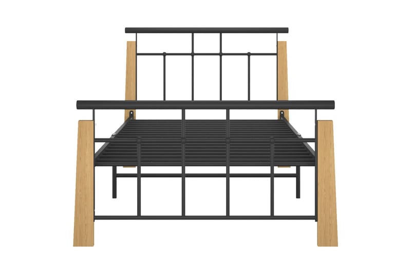 sengestel 100x200 cm metal og massivt egetræ - Sort - Møbler - Senge - Sengeramme & sengestel