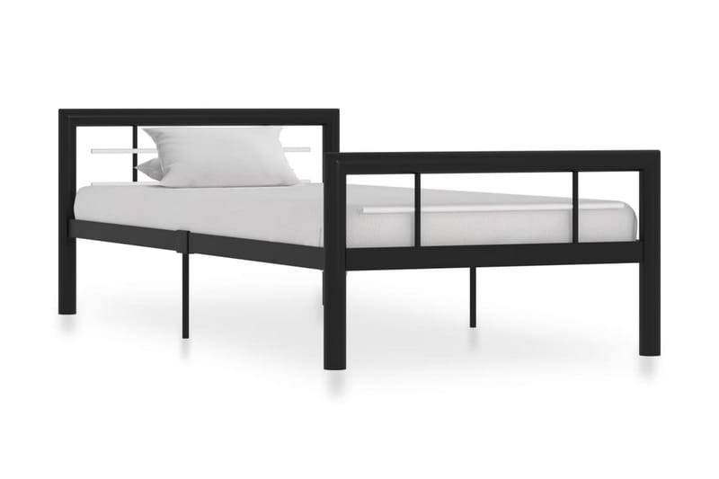 Sengestel 100x200 cm Metal Sort Og Hvid - Sort - Møbler - Senge - Sengeramme & sengestel